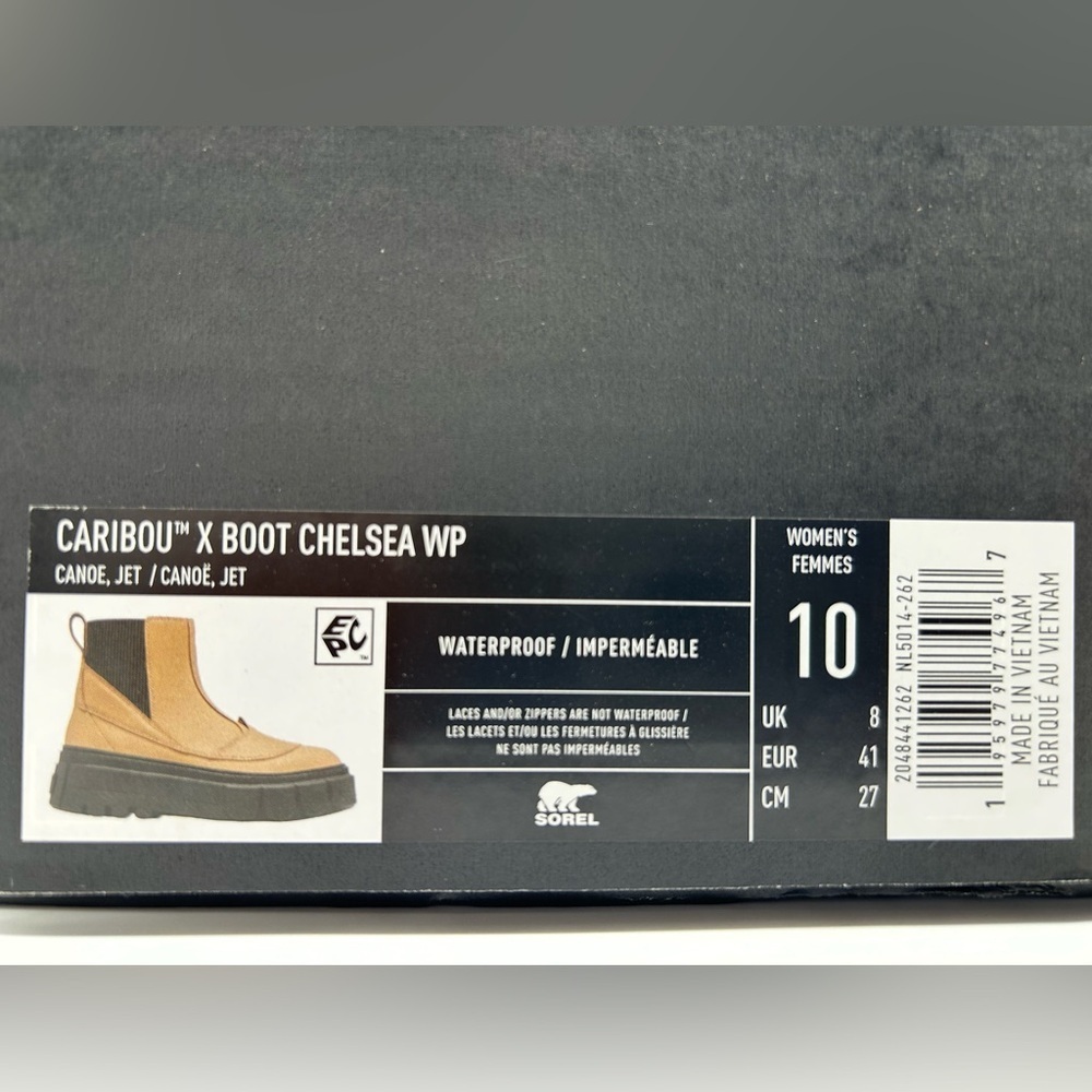 Sorel Caribou X Chelsea WP Tan Waterproof Chunky Lug Boots Women’s 10 New In Box - Picture 13 of 15